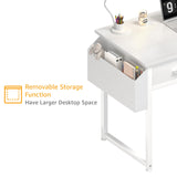 DLisiting White Small Desk with Fabric Drawers - 32 Inch Vanity Desk with Storage Drawer and Bag for Bedroom, Study Writing Table for Small Spaces, White DLisiting