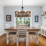 WBinDX Wagon Wheel Chandelier, 6-Light Modern Farmhouse Chandeliers for Dining Room, 19.68 Inch Black Faux Wood Metal Round Chandeliers for Entryway Kitchen Table Living Room Foyer WBinDX