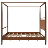 Merax Wood Canopy Bed Frame Full Size, Four Posters Bed/Squeak Resistant/No Box Spring Needed, Walnut Merax