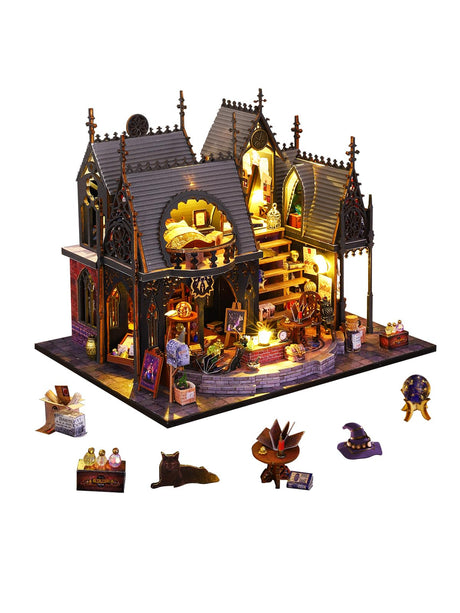 DIY Dollhouse Set, Miniature Doll House Kit with LED Accessories Furniture, 3D Wooden Puzzles for Adults, Craft Gifts for Teens Girls Boys Ages 12+ tomyoung