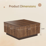 Epecoya Lift Top Coffee Table, Farmhouse Square Fluted Center Table, 31" Modern Wooden Tea Table with Hidden Storage for Living Room, Apartment, Small Spaces, Brown Walnut Epecoya