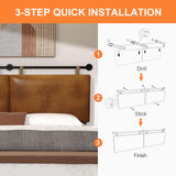 BSHOMGI Queen Headboard, Hanging Headboards with Brown Faux Leather Industrial Pipe Modern Style Multifunction Queen Headboard Only for Bed Backboard (Brown, Queen) BSHOMGI