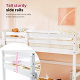 VINGLI Loft Bed with Slide, Twin, Space Saving Kids Low Loft Bed with Guardrail and Ladder, Pine Wood and Sturdy Bed Frame for Boys and Girls, White VINGLI