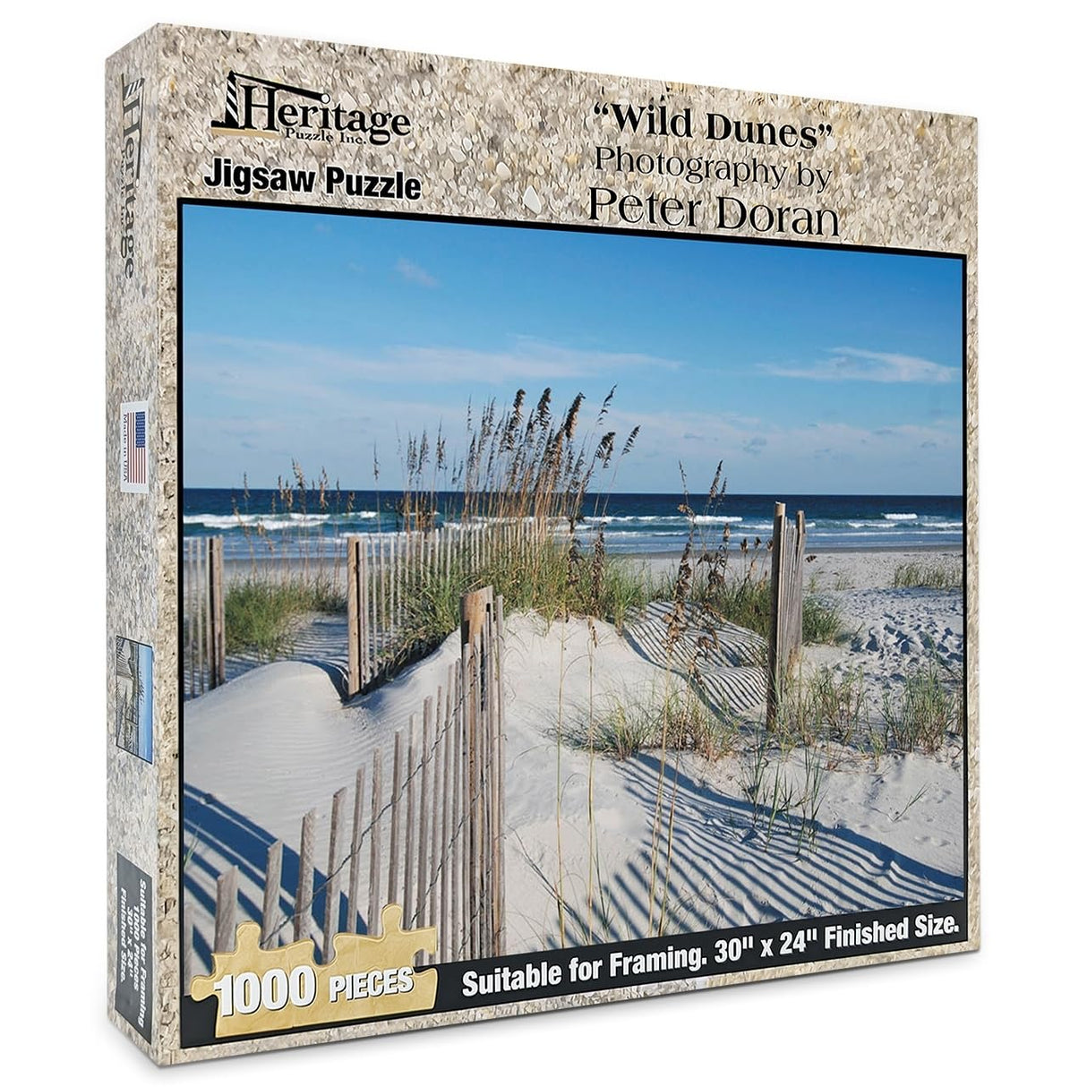 Heritage Puzzle Inc. Wild Dunes 1000 Piece Puzzle - Beach Theme Jigsaw for Adults, Ocean Puzzles, 30x24 inches, Cardboard, 1000 Units, Made in USA Heritage Puzzle Inc.