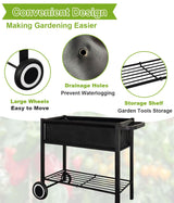 Fiwithy Raised Garden Bed with Legs for Outdoor Plants, Standing Elevated Planter Box Cart on Wheels for Vegetables Flower Herb Patio, Black Fiwithy