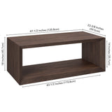 Henn&Hart 48" Rectangular Coffee Table with Open Storage Shelf for Living Room, Family Room, or Office, Alder Brown Henn&Hart