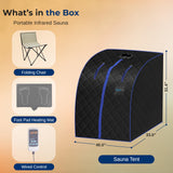 SereneLife Portable Sauna for Home, Infrared Sauna Tent with Heated Foot Pad and Folding Chair, Compact Personal Detox Sauna, Remote Control In-Home Spa, 40" x 33" - inch (Black) SereneLife