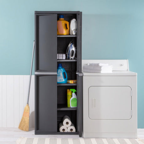 Sterilite 2-Pack Storage Cabinet, Garage, Pantry & Kitchen Closet, 4 Shelves, Gray Sterilite