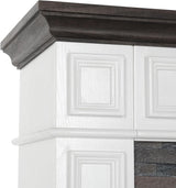 Naice 44" Electric Fireplace Mantel, Farmhouse TV Stand with Electric Fireplace Heater, Stacked Stone Surround and Remote Control 3D Realistic Flame, White Fireplace for Living Room Bedroom Naice