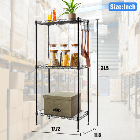 Storage Shelves 3 Shelf Wire Shelving Adjustable Metal Shelving 1000 LBS Pantry Shelves Sturdy Steel Wire Shelf for Kitchen Pantry Garage Warehouse (Black) Generic