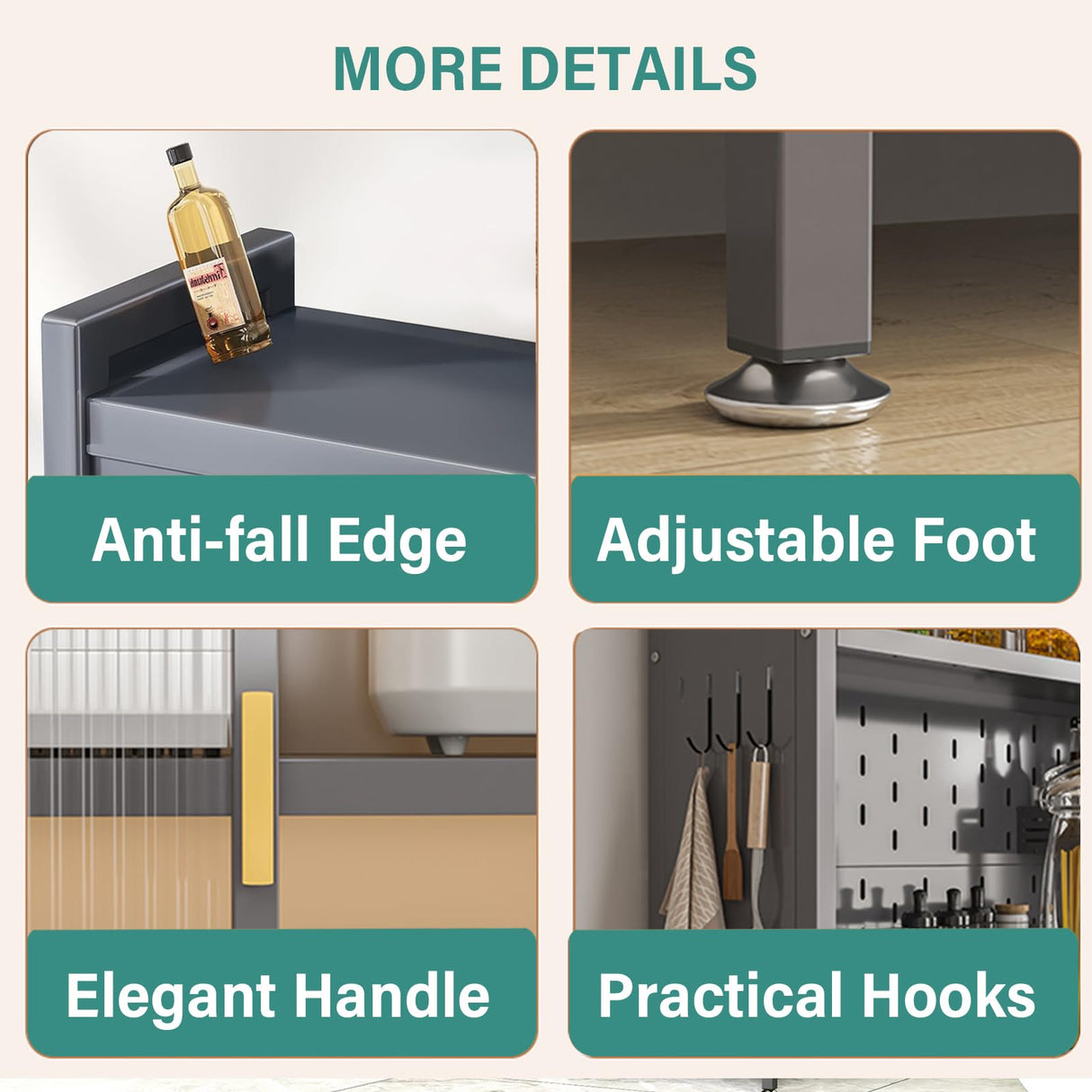 Nobilsteel 73‘’ Tall Kitchen Pantry Storage Cabinet, Metal Pantry Cabinet with Microwave Shelf and Door, Anti-Tip Design Hutch for Kitchen, Dining Room, Living Room Nobilsteel