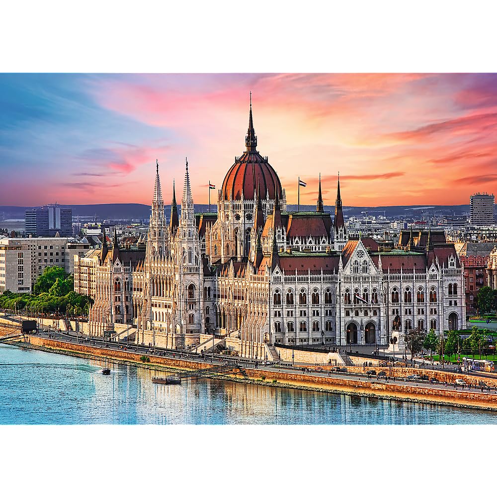 Trefl Parliament, Budapest, Hungary 500 Piece Jigsaw Puzzle Red 19"x13" Print, DIY Puzzle, Creative Fun, Classic Puzzle for Adults and Children from 12 Years Old Trefl