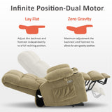 MCombo Dual Motor Large Power Lift Recliner Chair for Elderly, Lay Flat Lift Chair with Heat and Massage, Big Lift Recliner for Tall People, Cup Holders, Fabric 7896 (Beige, Large) MCombo