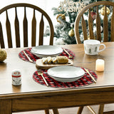 Artoid Mode Red and Black Buffalo Plaid Snowflakes Christmas Round Placemats Set of 4, 14 Inch Winter Round Table Mats for Dining Decoration Artoid Mode