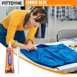 FITTDYHE Fabric Glue Permanent, 60 ML Washable Clear Clothing Glue, Super Fabric Glue for Rhinestones, Patches, Clothes, Denim, Leather, Polyester, Fabrics, Doll Repair, Flannel, Cotton FITTDYHE