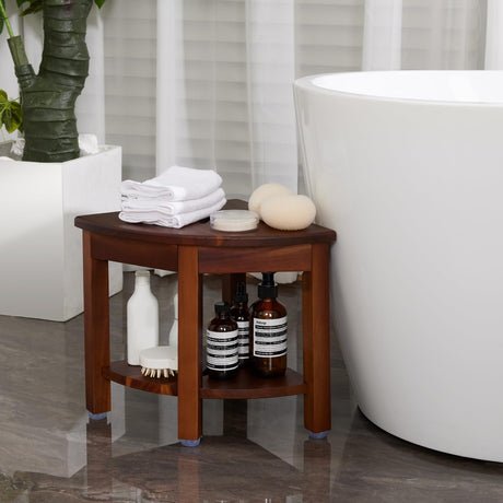 HouseJoy Corner Shower Bench with Shelf, Corner Shower Stool for Shaving Legs, Shower Foot Rest Waterproof Bathroom Bench -Bath Seat, Spa Foot Rest Shaving Stool Corner HouseJoy