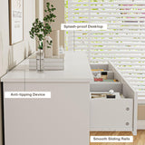 JOZZBY 55" White Dresser for Bedroom, 7 Drawer Wooden Double Dresser with Metal Handles, Modern Storage Chest of Deep Dresser for Nursery, Hoom Office, Hallway JOZZBY