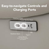 CHITA Large Power Zero Gravity Recliner Chair, Genuine Leather Recliner Chair for Adults with Adjustable Power Headrest and Hidden Slide-Out Cupholders, USB and Type-C Ports, Creamy Grey CHITA