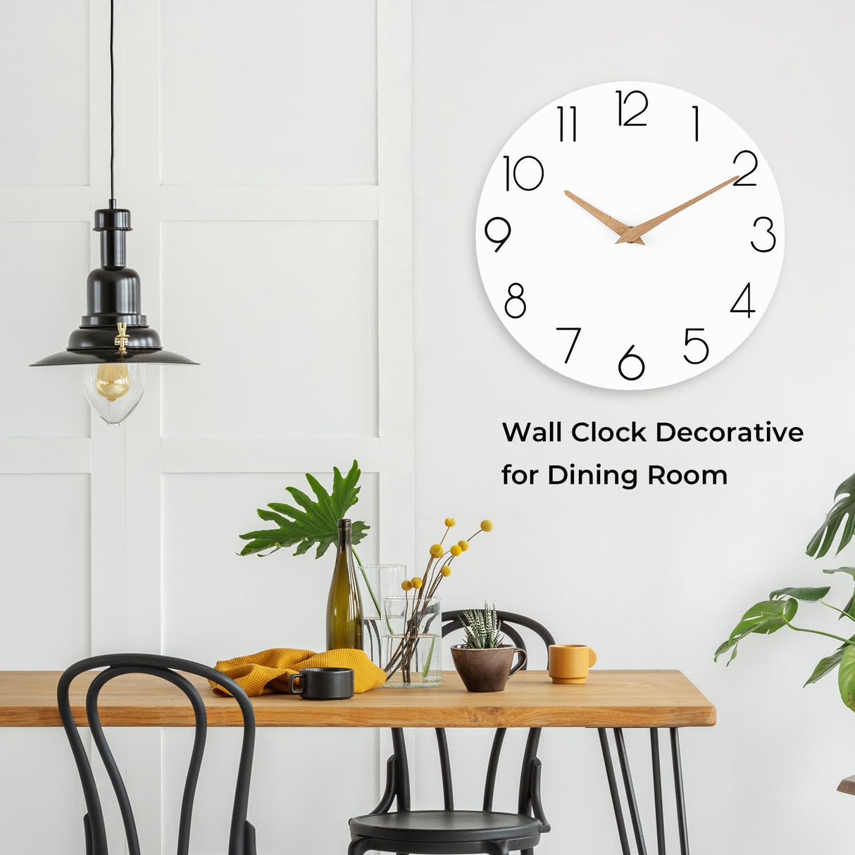 cicininc Wall Clock, White Wooden Silent Non-Ticking, Decorative Battery Operated Wall Clocks for Bedroom, Kitchen, Home, Living Room, Office, School, Hotel (8 Inch) cicininc