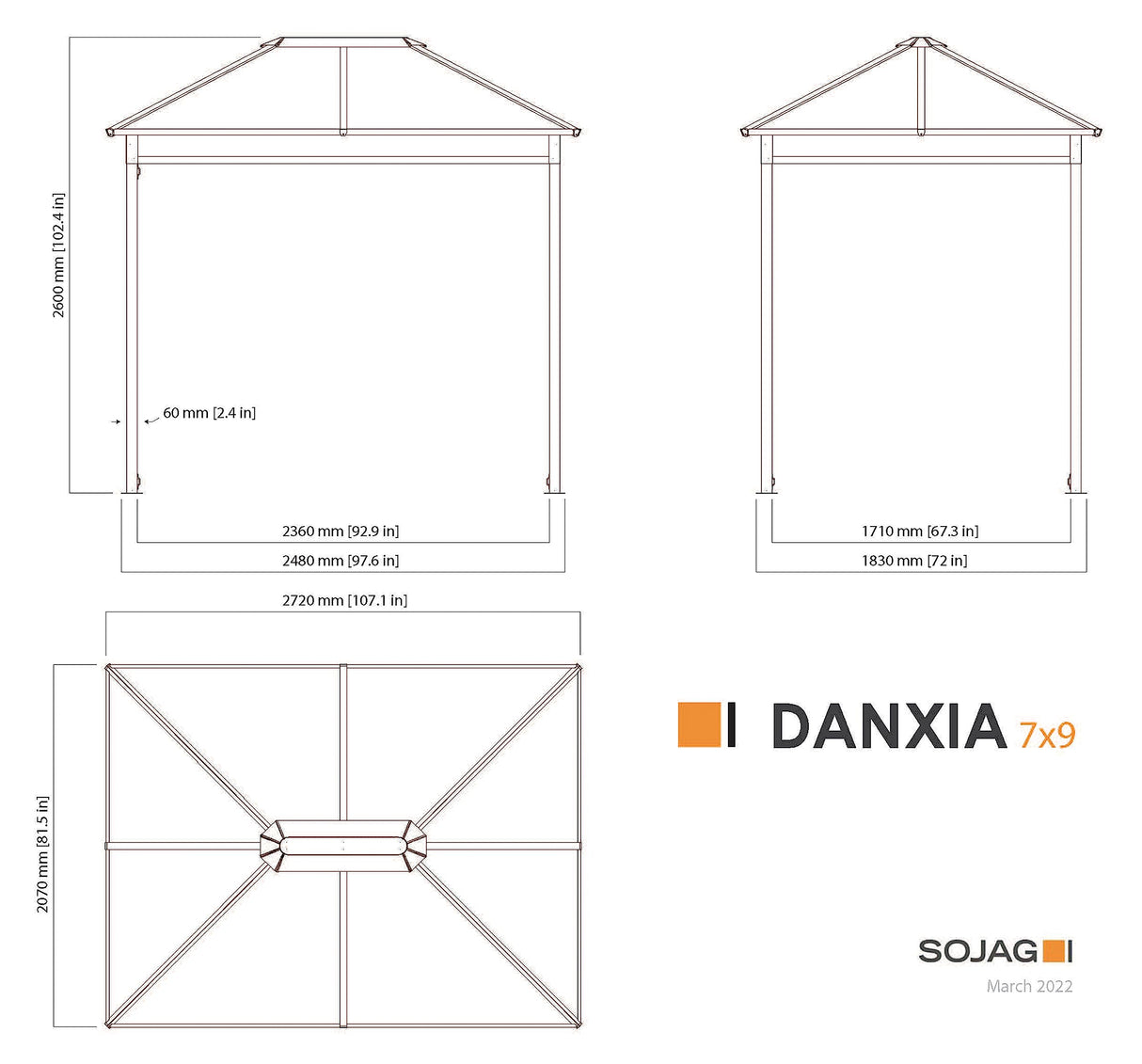 Sojag Danxia Grey 7 Ft. X 9 Ft. Gazebo Sojag