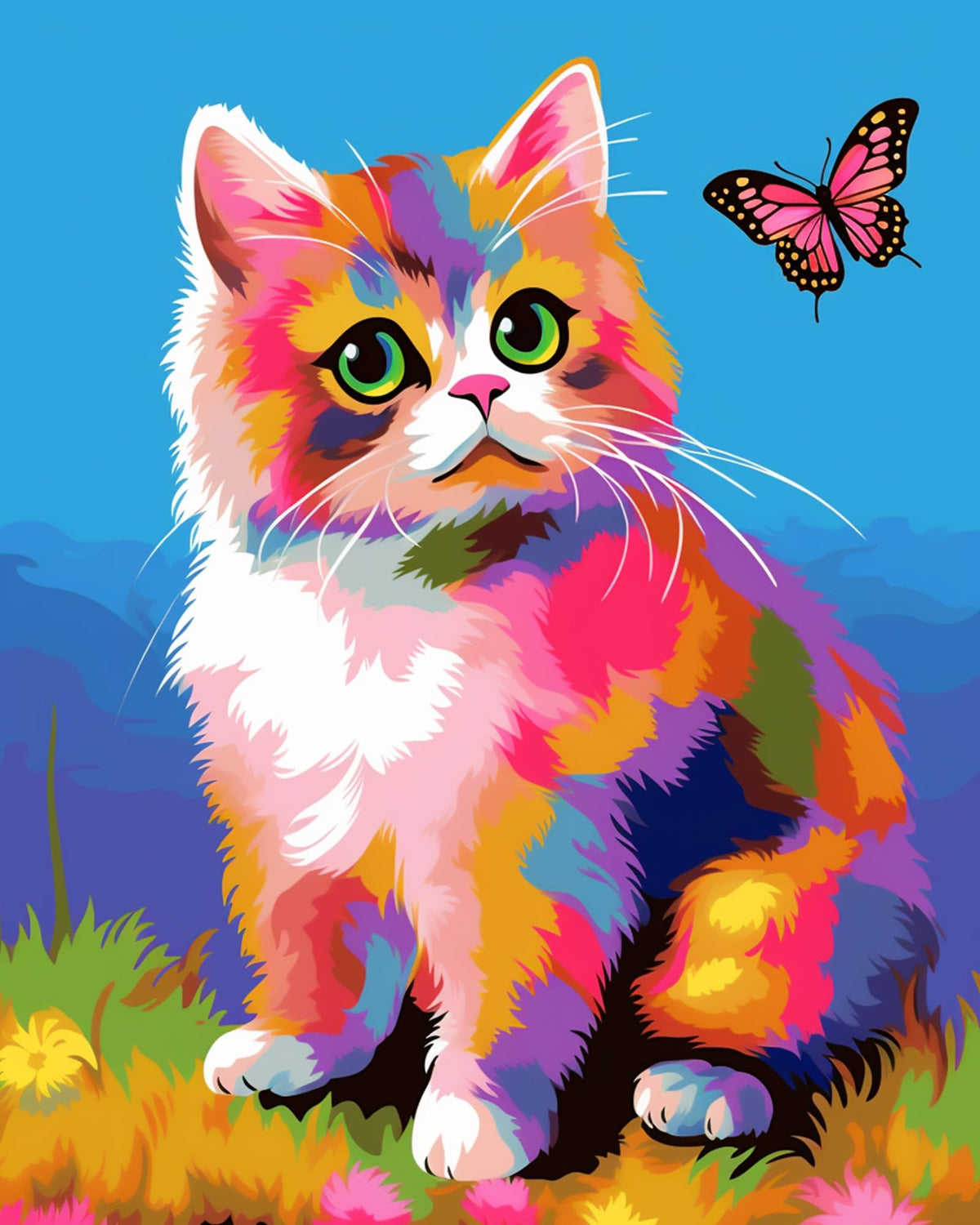 Maomaomi Paint by Numbers DIY Acrylic Painting Kit for Kids & Adults Beginner – 16" Wx20 L Colorful Cute Cat Pattern Maomaomi