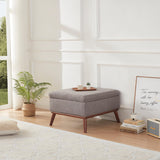 Tbfit Large Ottoman with Storage, 28.3“ Mid Century Modern Rectangle Coffee Table with Lid Lifting Function and High Wooden Legs, Oversized Storage Ottomans for Living Room, Office Room Tbfit