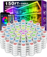 FBZ 150FT Permanent Outdoor RGB Lights - IP67 Waterproof with Smart App Control Remote,DIY Scene Modes, Music Synchronization,Eaves Lights for Garden Decor,Deck,Christmas FBZ