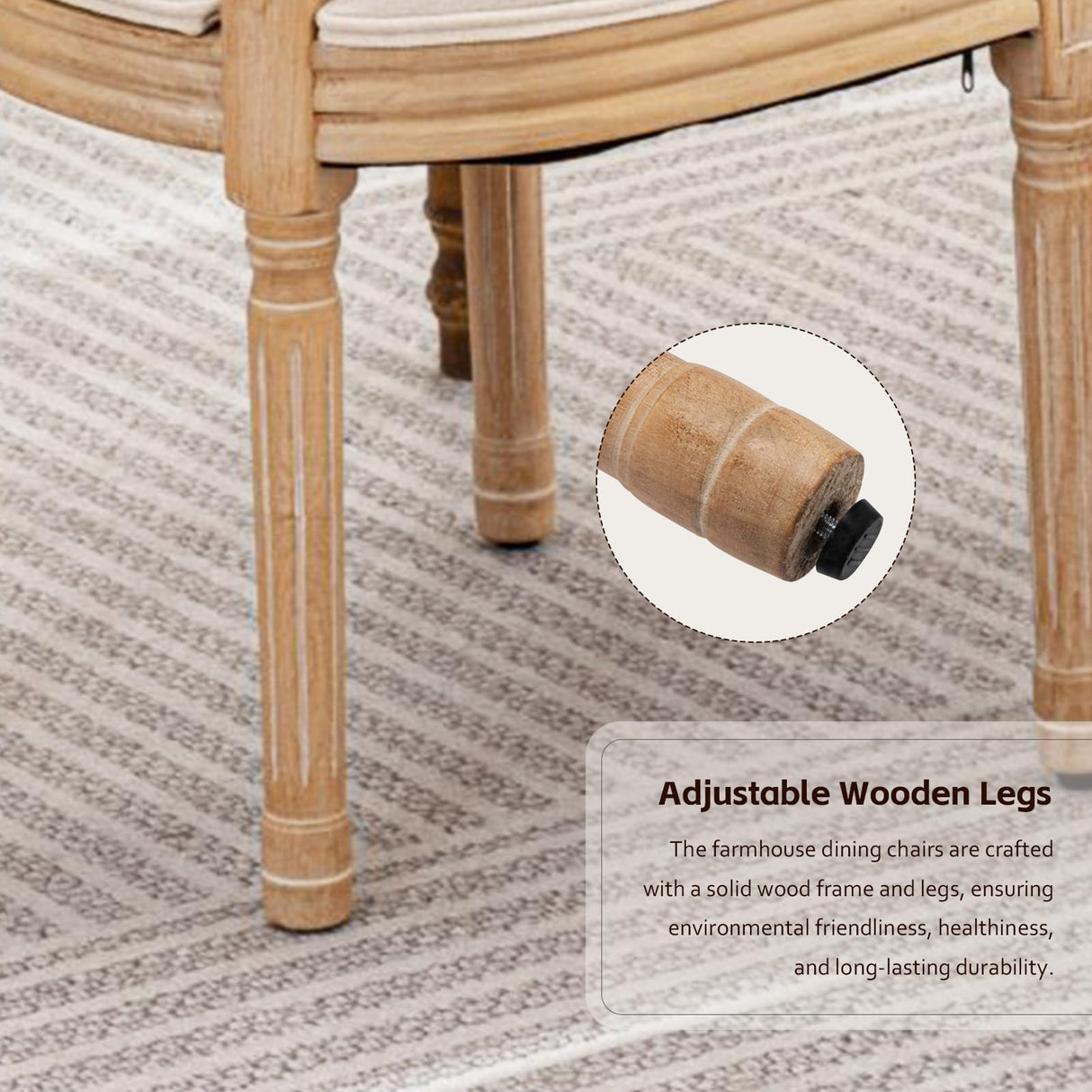 SoarTalent Rattan Back Upholstered Dining Chairs Set of 4 French Country Oval Kitchen Side Chairs with Wood Legs for Dining Room, Kitchen, Restaurant(Beige-Rattan) SoarTalent