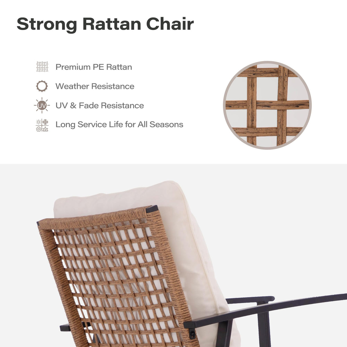 LAUSAINT HOME 7 Pieces Patio Dining Set, Outdoor Furniture Set of 6 Swivel Chairs with Soft Cushion and Iron Slats Table Top with Umbrella Hole, Conversation Set for Backyard LAUSAINT HOME