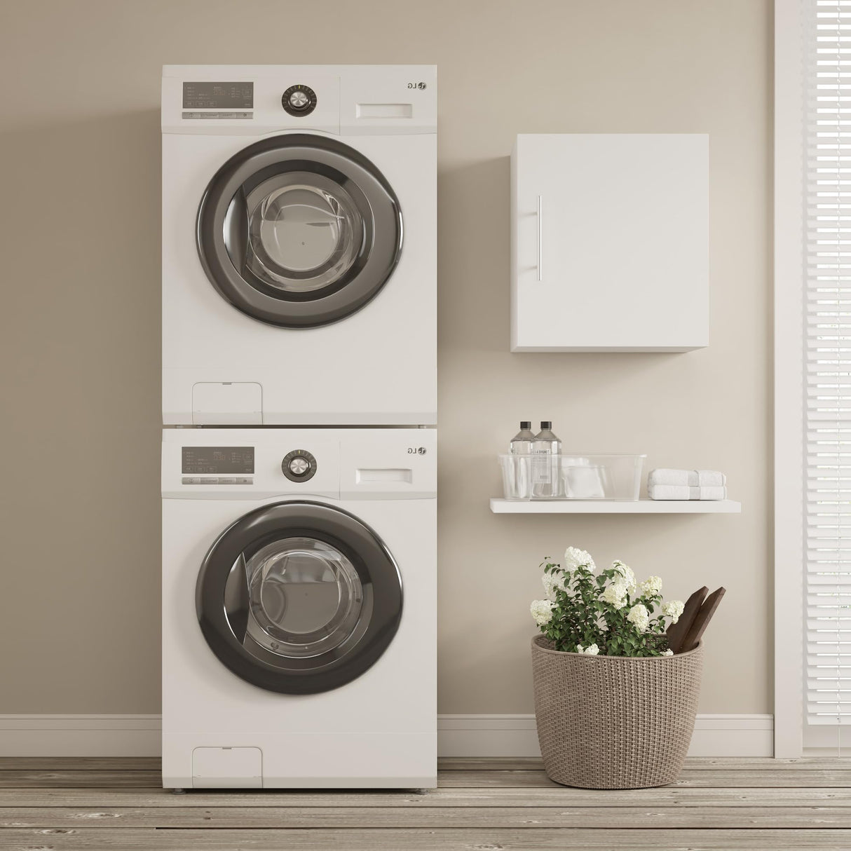 JPND Small Wall Cabinet, 18" W x 12" D x 20" H Wooden Wall Mounted Storage Cabinet, 1 Door Cabinet with Soft Close and Metal Handle and Adjustable Shelf, for Kitchen, Garage, Laundry, Bathroom, White JPND