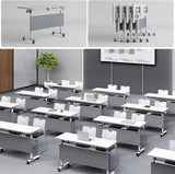 5.3FT Folding Conference Table with Lockable Wheels-Mobile Conference Room Table Foldable Meeting Table for Office Home Classroom Seminar Rooms-Durable,Seats 2-10 People,Space-Saving Design(6PACK) bbyekctc