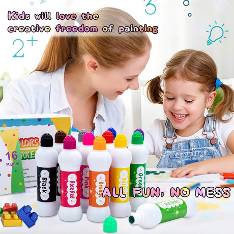 Nicecho Dot Markers Kit, 12 Colors Washable Fun Art Marker for Toddlers, Bingo Daubers for Preschool Children, Dab Paint Marker Set Coloring Supplies Including Activity Book Nicecho