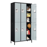 BYNSOE Metal Locker 6 Doors Employees Locker Storage Cabinet Locker School Hospital Gym Locker Requires Assembly (black gray -6 doors 36" w) BYNSOE