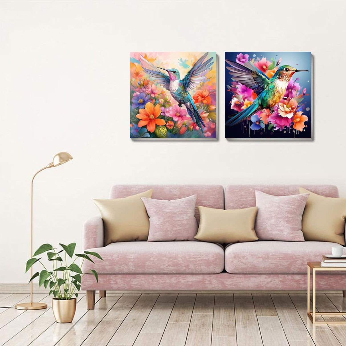 2 Pack Paint by Numbers with Frame,Hummingbird Paint by Number Kits for Adults,Paint by Numbers for Beginner on Canvas,DIY Acrylic Easy Oil Painting Arts Gift Crafts Kits for Home Wall Decor 8x8inch YarnWhimsy