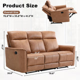 ANJ Manual 3 Seat Recliner Sofa, Modern Classic Couch Set with Overstuffed Arms and Back for Living Room Bedroom ANJ