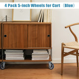 FLKQC Shopping Cart Caster Wheel | Polyurethane Shopping Cart Wheels with Hardware | 4 Pack 5 inch Shopping Cart Wheels Replacement Kit for Retail Stores (Blue) FLKQC