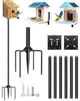 QwayHome Upgrade 80In Smart Bird Feeder Pole, Outdoor Bird House Poles Mount Kit for Bird Buddy Feeder & Wooden Bird House, Adjustable Heavy-Duty Birdhouse Pole Stand Post Set with 5-Prong Base QwayHome