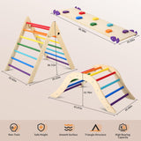 Pikler Triangle Set with Cushion, 5 in 1 Foldable Montessori Climbing Set for Toddlers Age 1-6, Climbing Triangle Set with Slide and Climbing Ramp Toddler Indoor Playgrounds, Gift for Kids (Rainbow) GCCSJ