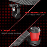 Homall Gaming Computer Desk with Carbon Fiber Surface, Gaming Table Z Shaped Pc Home Office with Cup Holder&Headphone Hook(55 in, Black) Homall