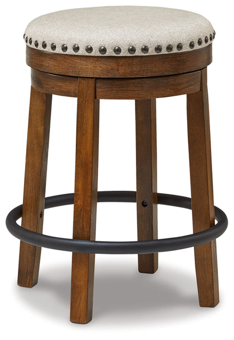 Signature Design by Ashley Valebeck 24" Counter Height Upholstered Swivel Stool, Brown & Black Signature Design by Ashley