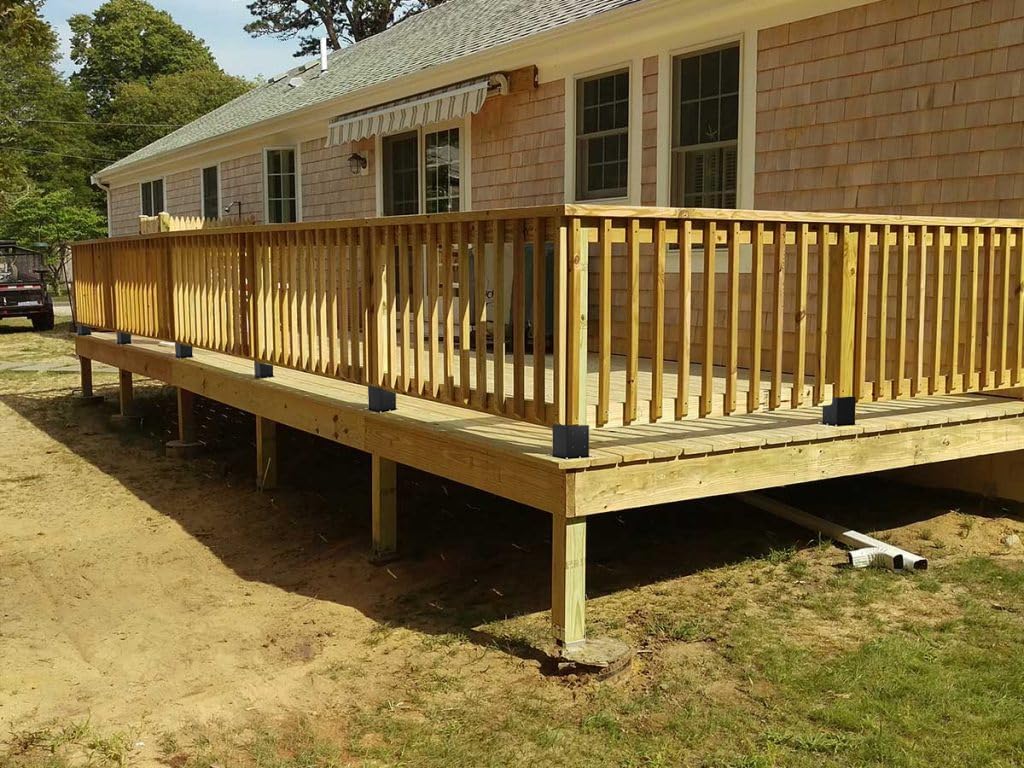 vikofan Nominal 4x4 Post Base for Concrete, Raised 4x4 Post Bracket Anchor, Deck Post Base, Wood Fence, Gazebo, Pergola Brackets Kit 4x4, Black, 4-Pack vikofan