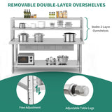 YITAHOME Stainless Steel Table with Overshelves & Drawers, 72" X 24" Work Table with 72" X 12" Shelf & 3 Drawers, Metal Table Prep Table YITAHOME