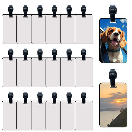 20 Pcs Sublimation Luggage Tag Blanks Rectangle Bulk with Belt MDF Sublimation Bag Tags Blanks Heat Transfer Double Sides Sublimation Keychain Blanks Product Bagge Blank for Travel Bag 2.4x3.8 inch LaiHiulaan