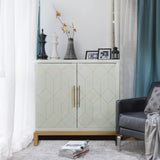 HLR Green Accent Cabinet with Gold Trim,Storage Cabinet with 2 Doors,Modern Wooden Sideboard for Living Room, Kitchen, Office and Hallway HLR