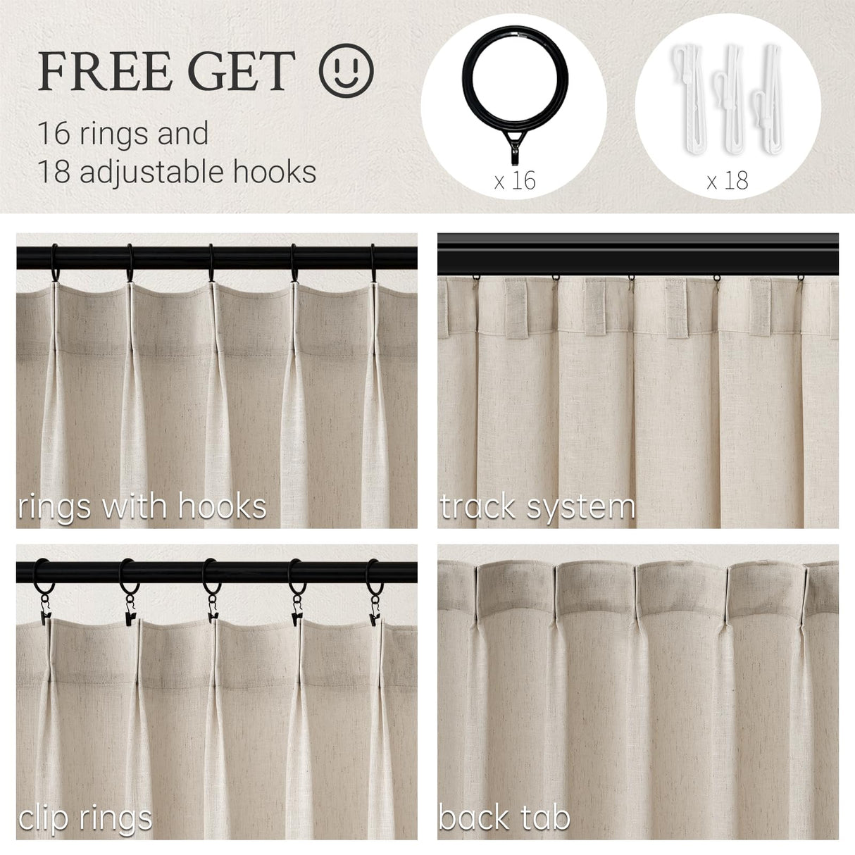 Topfinel Pinch Pleated Curtains 90 Inches Long 2 Panels Set,Oatmeal Semi Sheer Blend Fabric Farmhouse Cozy Rustic Western Home Decor Curtain Drapes for Living Room Bedroom,40x90 inch Length,Apricot Topfinel