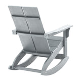Flash Furniture Finn Modern Commercial Grade Poly Resin Wood Adirondack Rocking Chair - All Weather Gray Polystyrene - Dual Slat Back - Stainless Steel Hardware Flash Furniture