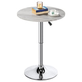 Topeakmart Height Adjustable Round Pub Table 360° Swivel Counter Bar Tables Bistro Tall Cocktail MDF Top, Grey Topeakmart