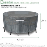 Gasadar Patio Furniture Covers, Round Outdoor Furniture Cover Waterproof, 600D Heavy Duty, 62" Dia x 28" H Round Patio Table Cover, Outdoor Cover for Patio Furniture Table and Chairs Set -Grey Gasadar