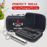 Grill Bump Meat Injector Syringe Kit for Smoker with 3 Flavor Food Injector Syringe Meat Needles, Injection Marinades Brine for Meat, Turkey; 2-oz, Including Paper and E-Book (PDF) User Manual GRILL BUMP