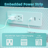 TIQLAB Gaming Desk 40 inch with Power Outlet and LED Light, Computer Desk with Reversible Shelves and Storage Drawer, Small PC Desk for Home Office Table with Bag, Carbon Fiber White TIQLAB